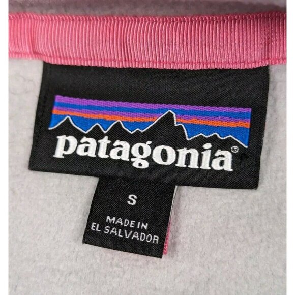 Patagonia Micro D Snap T Fleece Pullover Womens Small Grey Pink Lightweight - Picture 3 of 4
